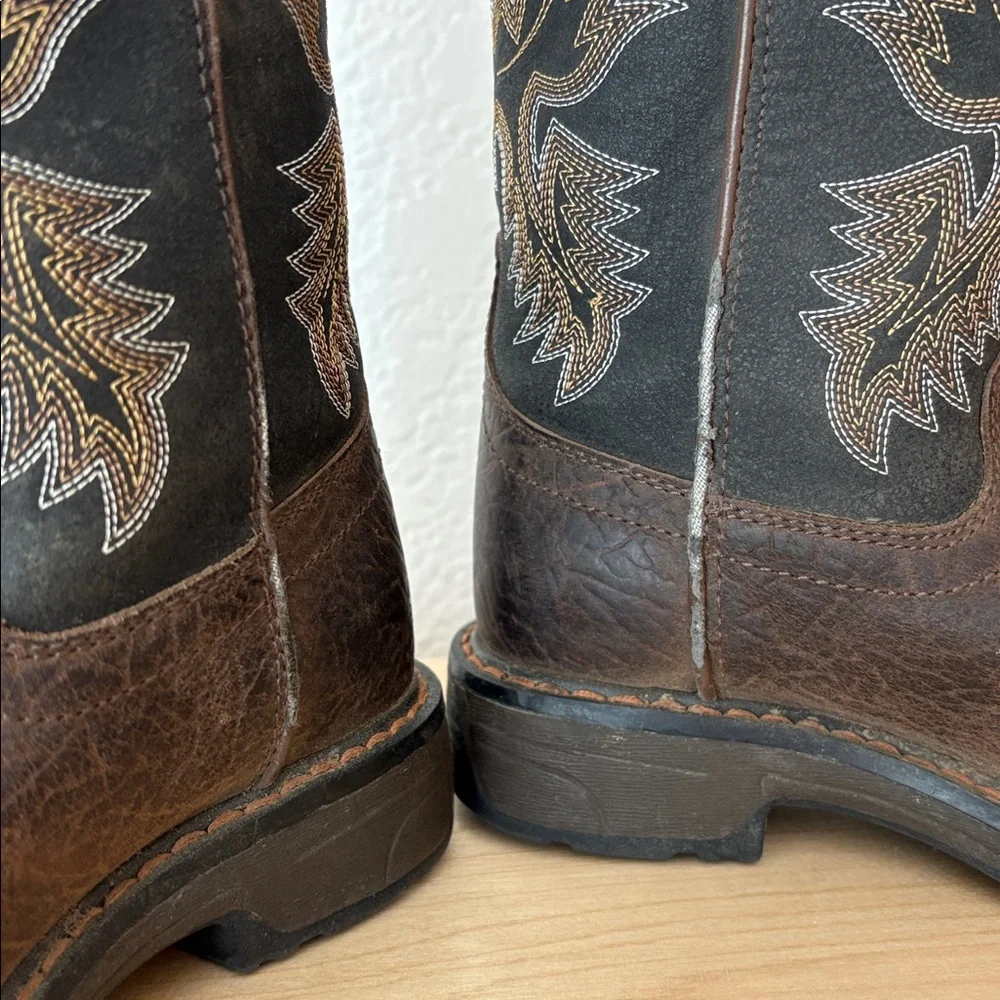 Ariat Youth Brown Workhog Bruin Western Boots Cowboy Square Toe Leather